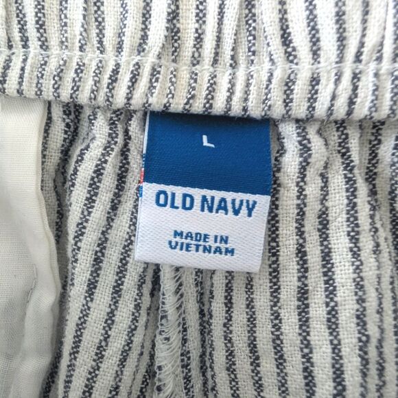 Old Navy Linen Blend Hickory Striped Pleated Shorts Size Large - Picture 5 of 6